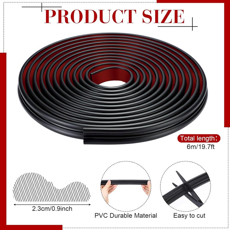 Innconee 19.7ft Peel and Stick Molding Chair Rail Panel Flexible Wall Molding Trim Self Adhesive Panel Moulding for DIY Home Wall Decor Protection Cabinet Border Frame(0.91 Inch,Stylish,Black) - Image 2